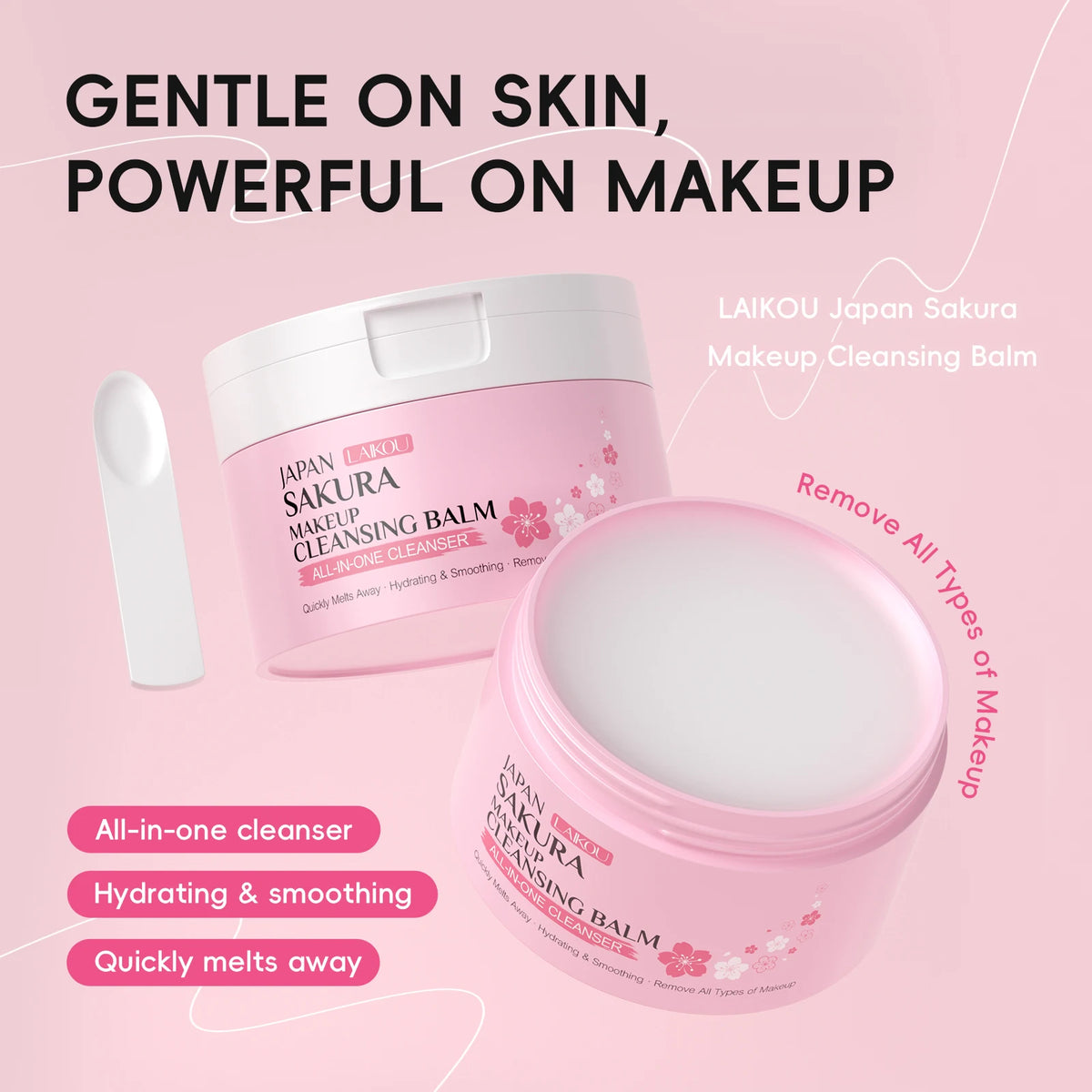 LAIKOU Japan Sakura Makeup Cleansing Balm 100g All-In-One Cleanser Quick Melting Hydrating Smoothing Makeup Remover