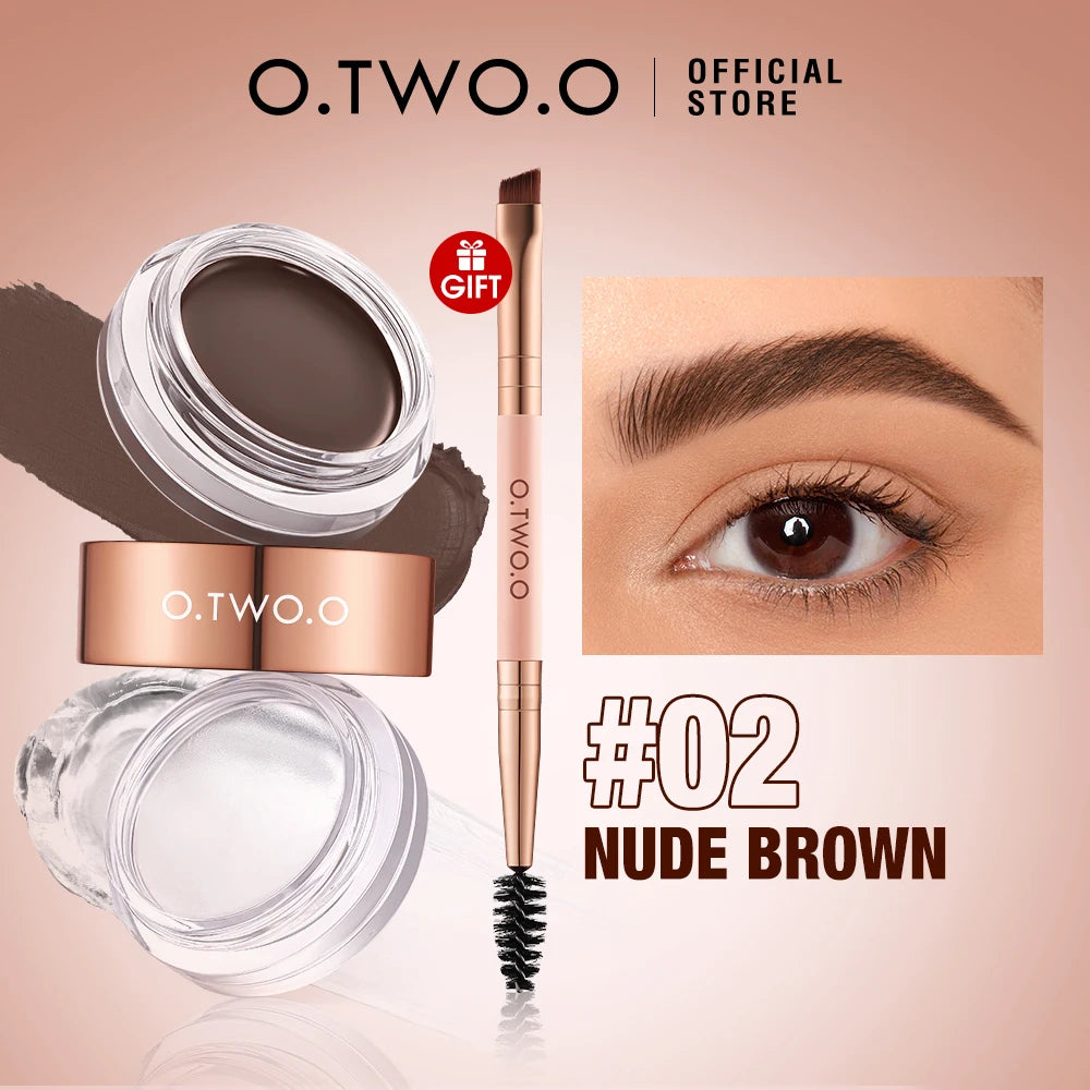 O.TWO.O Eyebrow Pomade Brow Gel Wax 2 IN 1 Waterproof Long Lasting Creamy Texture Eye Brow Tint Enhancers Cosmetics Makeup