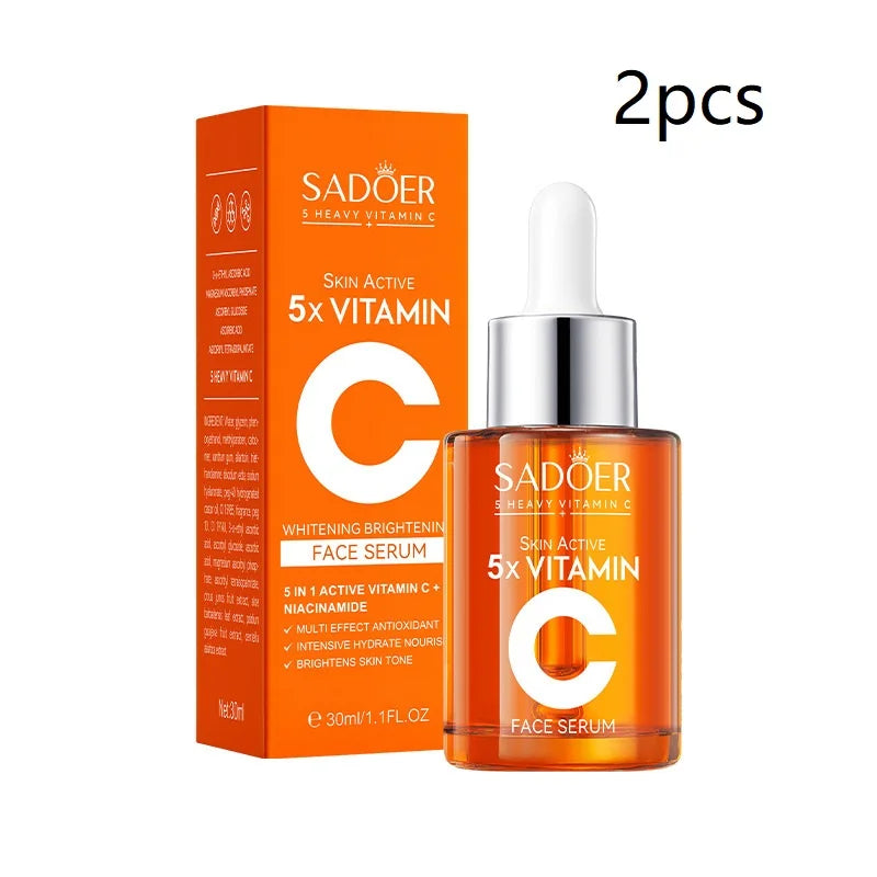 2Pcs 5x Vitamin C Face Serum Per Bottle 30ml, Gentle Texture, Hydrates And Moisturizes The Skin