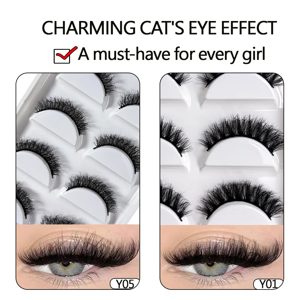 NEW 5 Pairs 3D Y08 Natural Mink False Eyelashes Fluffy Style Makeup Eyelash Fake Eye Lashes Faux Cilios Make Up Beauty Tools