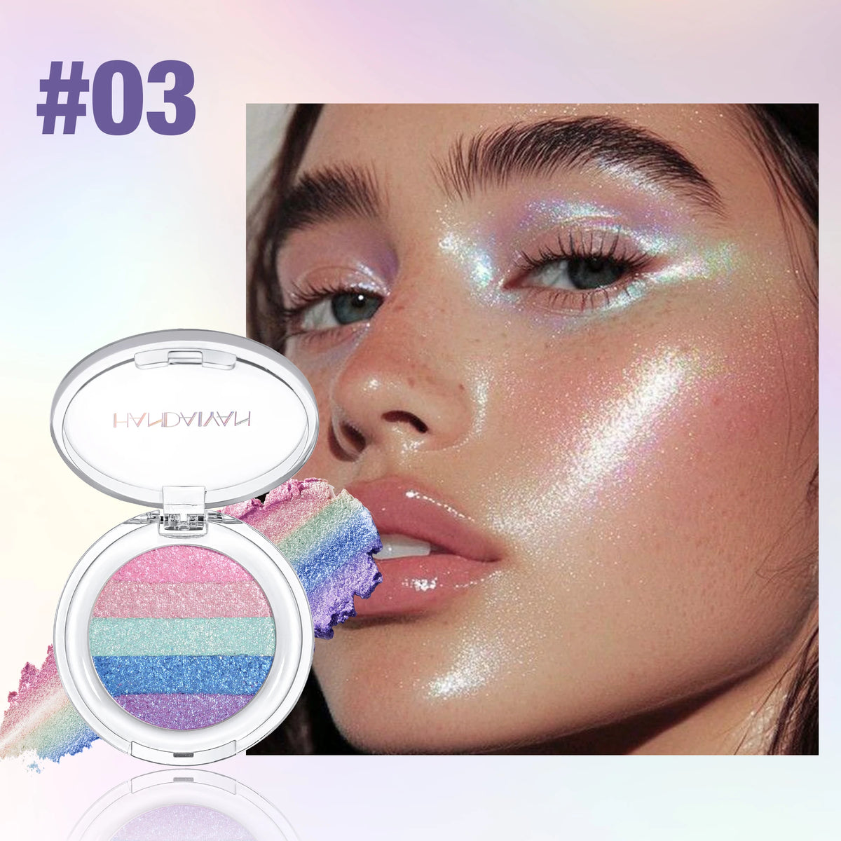 Long Lasting Pressed Powder Eyeshadow Palette Waterproof Highly Pigmented Rainbow Highlighter Chameleon Glitter Beauty