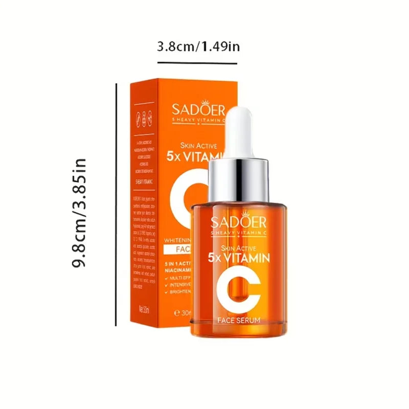 2Pcs 5x Vitamin C Face Serum Per Bottle 30ml, Gentle Texture, Hydrates And Moisturizes The Skin