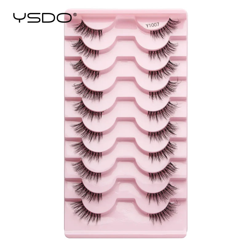 YSDO 5/10 Pairs Half Lashes Cat Eyelashes Soft Natural Clear Band False Lashes Natural Wispy Faux 3d Mink Eyelashes Makeup Tools