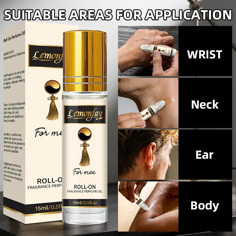Lemonfay For Men Roll-On Fragrance Perfume Oil Long Lasting Scent Portable 15ml/0.5fl.oz for Dating Daily Use