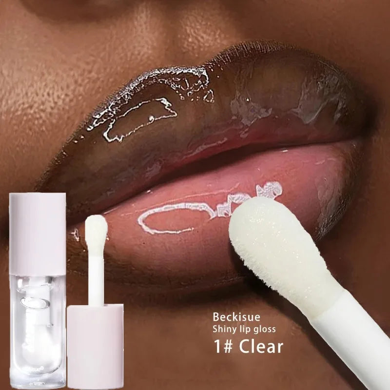 Clear Transparent Jelly Lip Gloss Hydrating Drying Mirror Black Lip Glaze Tint Plumper Crystal Moisturizing Lip Care Oil Makeup