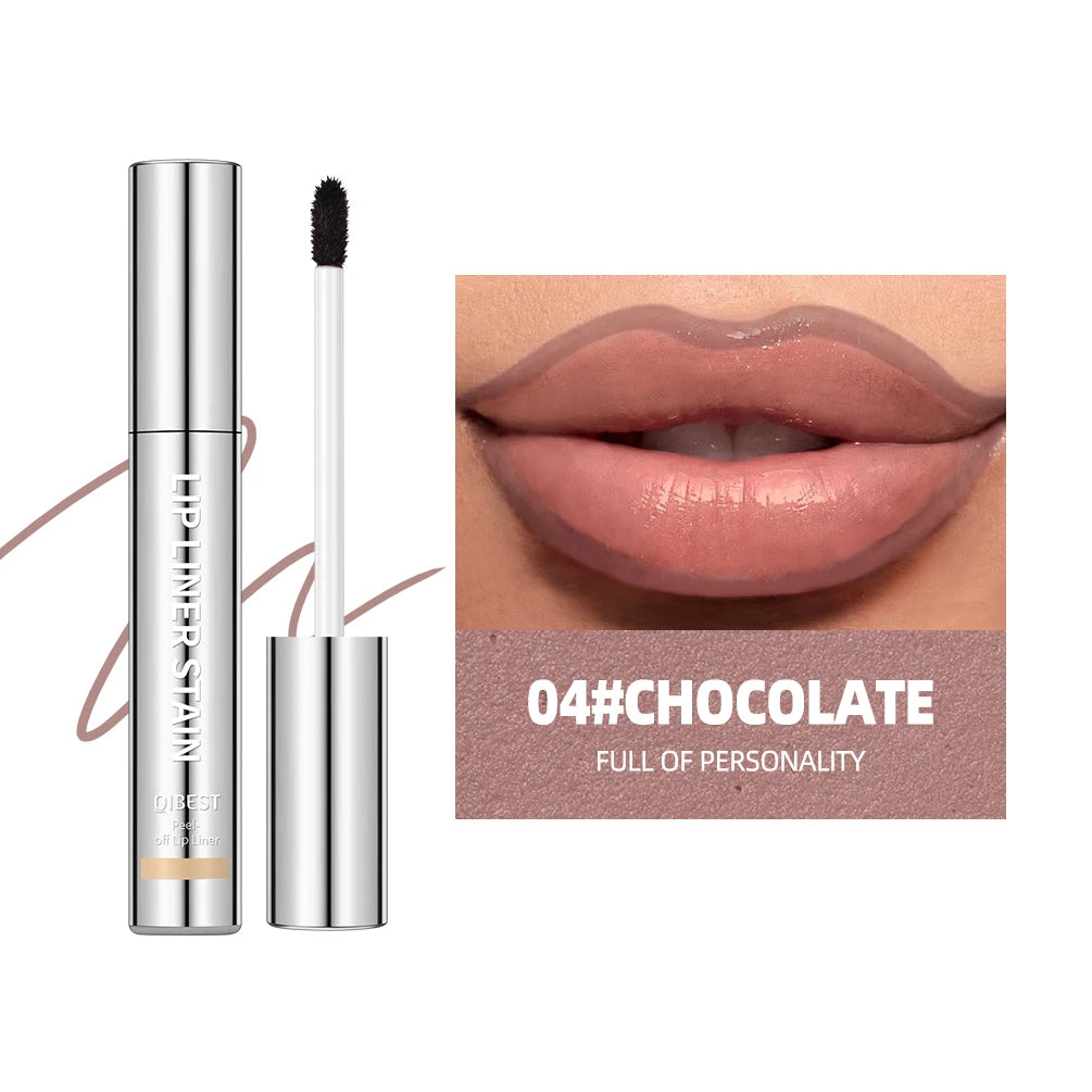QIBEST Waterproof Lip Liner Peel Off Tattoo Lipgloss Lasting Matte Lip Tint Brown Contour Tear-off Lips Stain Makeup Lipliner