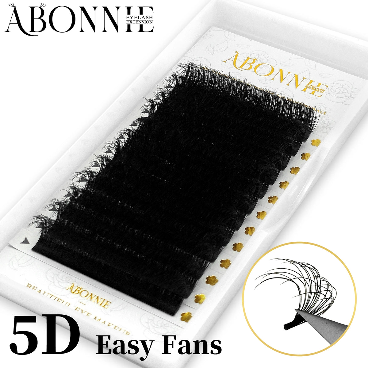 ABONNIE 5D Easy Fan Matte Black Lashes Cashmere Blooming Eyelash Extensions Self-Making Fans Mega Volume Eyelash