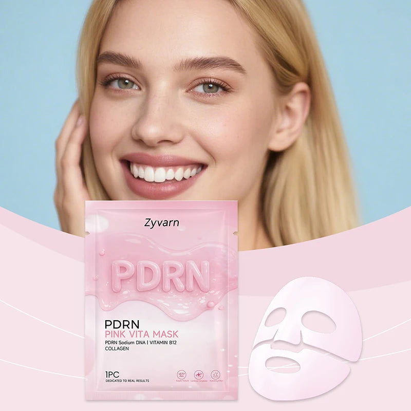 1/3/5pcs PDRN Pink Collagen Mask Korean Vitamin B12 Skincare, Daily Hydrating Facial Sheet Mask