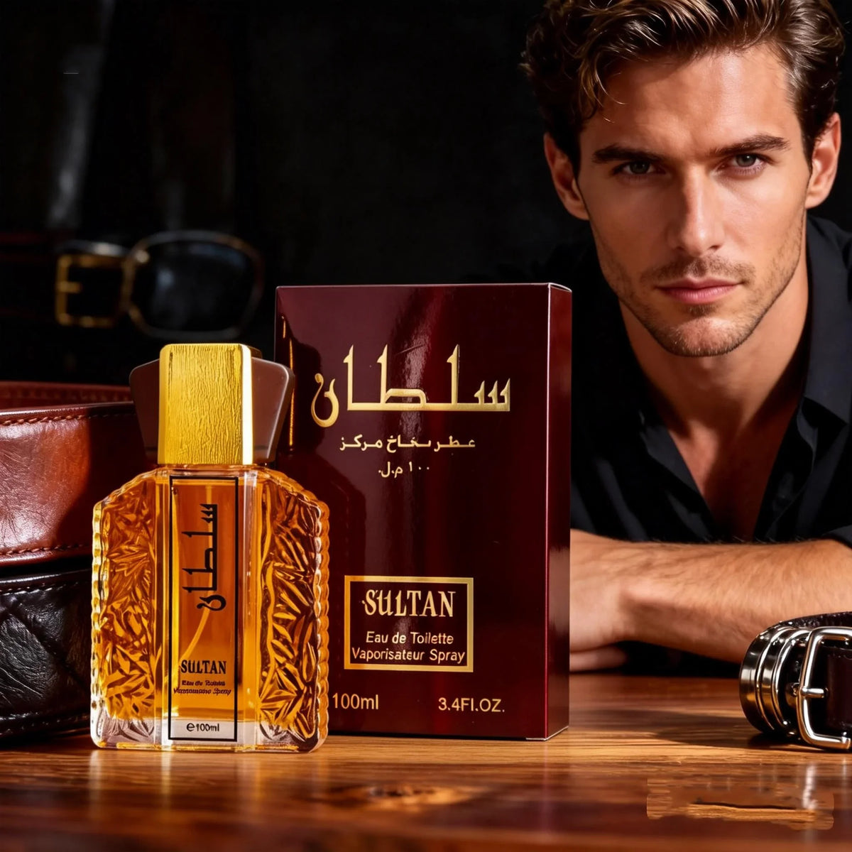 100ml Sultan Arabian Oriental Men Eau De Toilette, Long Lasting Floral Woody Cologne, Ylang Neroli Bergamot, Iris Rose Sandalwood Vanilla Scent, Luxury Middle Eastern Fragrance for Daily Dating Party Gift