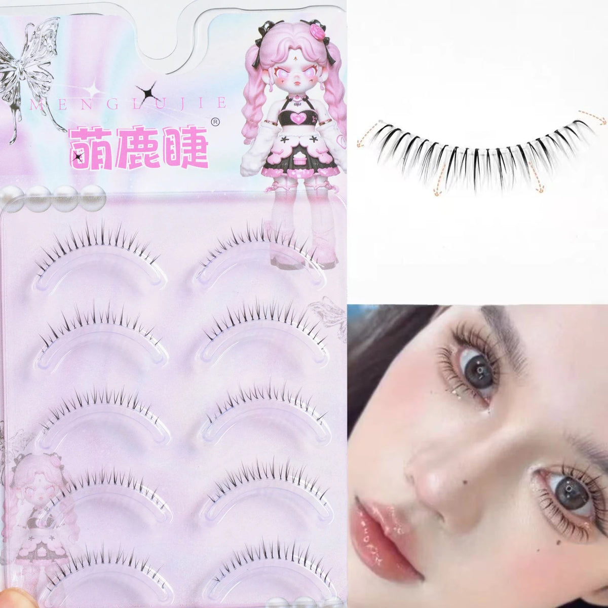 5 Pairs Korean Style Comic Lower False Eyelashes Full Strip Natural Looking Lower Eyelash Extension With Glue For Daily Makeup