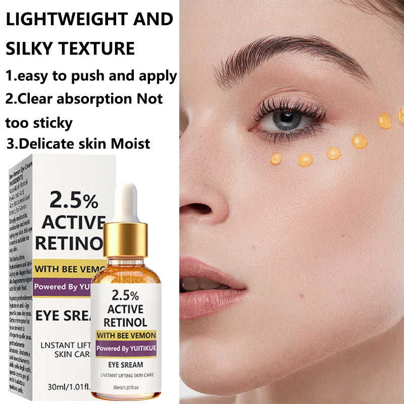 YUITIKUE Retinol Eye Serum - Bee Venom Infused, Gentle Moisturizing For Eye Area, Non-Sticky & Silky Formula, 30ml