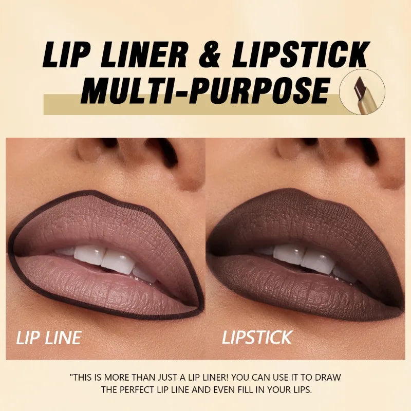 Inclined Tube Brown Tube Lip Liner, Multi-color Lipstick Pen, Depicting Lip Contours, Charming Lips, Lip Cosmetics