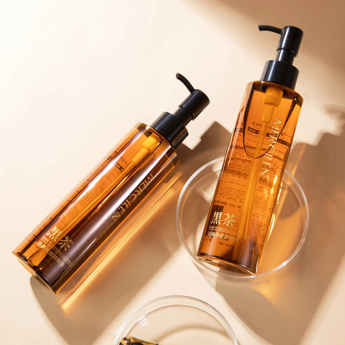 Mercilen Black Tea Cleansing and Clarifying Makeup Remover Oil 185ml, a Gentle Cleansing Oil Suitable for Sensitive Skin, Deeply Cleans Pores and Removes Impurities, Contains Camellia Seed Oil and Plant-Based Squalane, Suitab