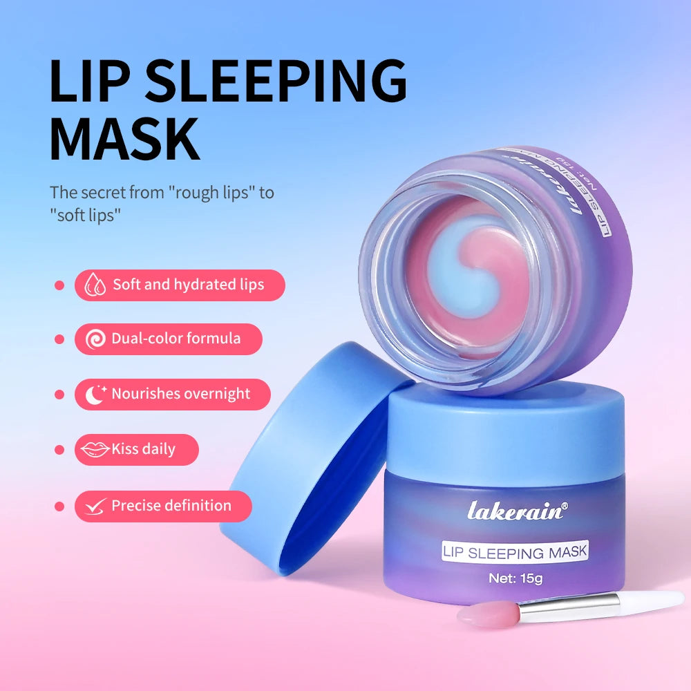 Blueberry Overnight Lip Sleeping Mask Dual Color Hydrates Dry Cracked Skin Reduces Fine Lines Moisturizing Nourishment Care