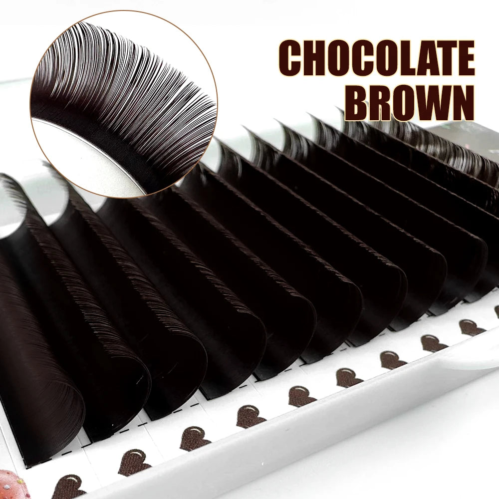 ABONNIE 0.03 0.05 0.07 Chocolate Dark Brown Eyelash Extensions C CC D M L Curl Individual Classic Eyelashes Soft Mink Lash