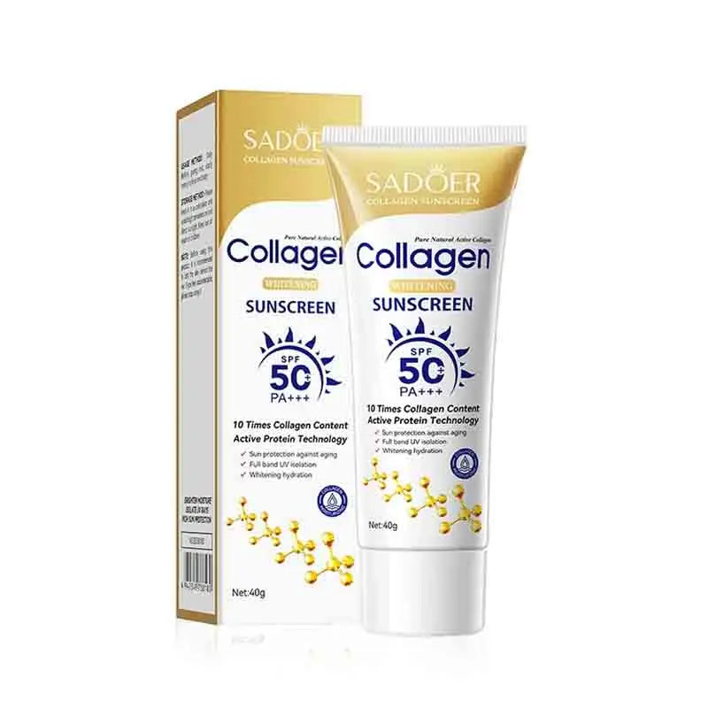 SADOER Spf 50+ Collagen Sunscreen for Face Body Sun Block Whitening Creams Solar Blocker Anti-aging Facial Sunscreen