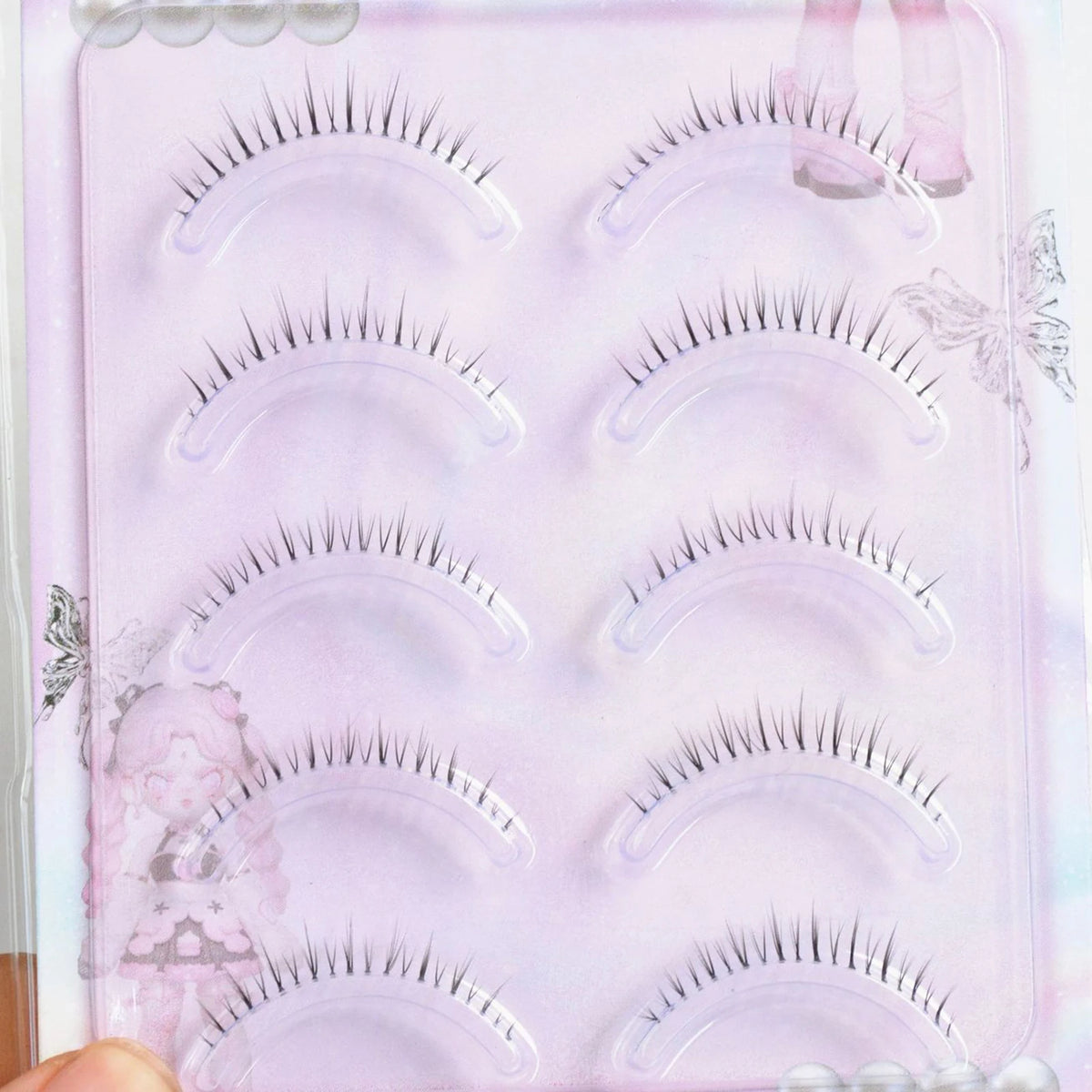 5 Pairs Korean Style Comic Lower False Eyelashes Full Strip Natural Looking Lower Eyelash Extension With Glue For Daily Makeup