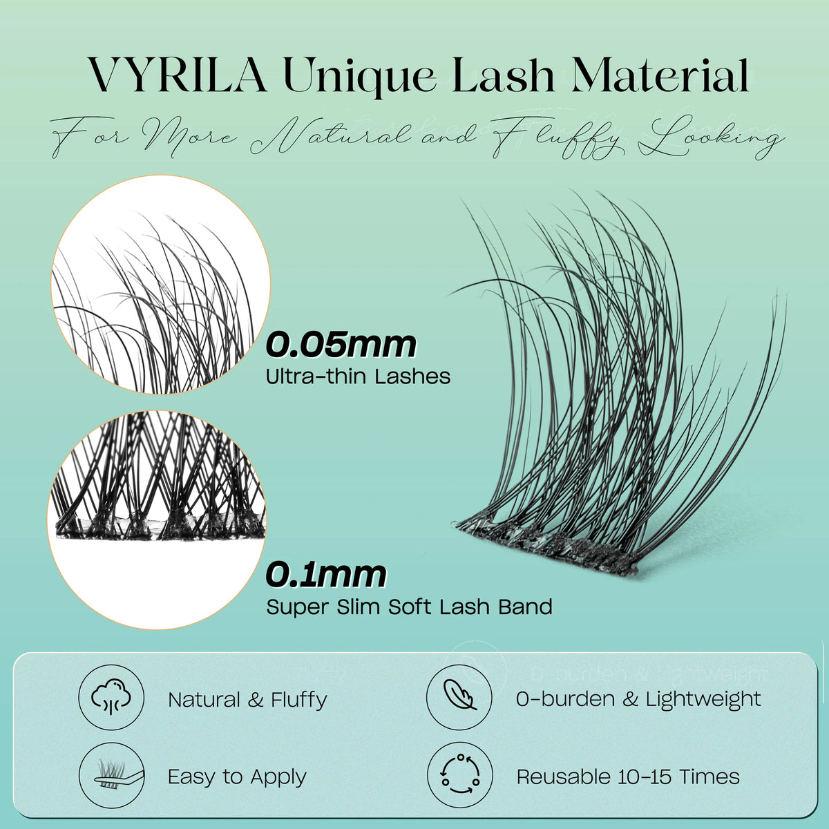 VYRILA Lash Extension Kit Wispy C Curl Lash Clusters Kit Hush 8-16mix Individual Lashes with Lash Bond and Seal Lash Tweezers