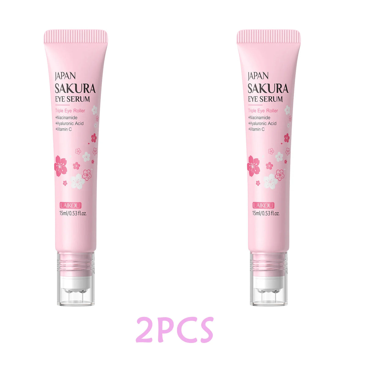 LAIKOU Sakura Anti- Wrinkle Eye Cream With Roller Ball Quick Drying Hydrating Hyaluronic Acid Refreshing Eye Serum 15ml