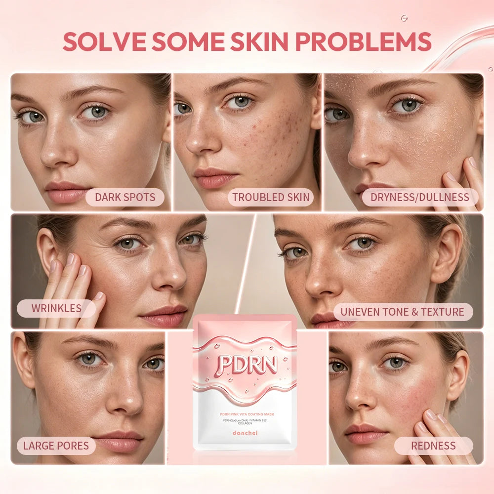 10Pcs Salmon DNA PDRN Pink Vita Coating Sheet Mask Korean Facial Mask Glass Skin Hydrating Firming Balancing Skin Home Skin Care