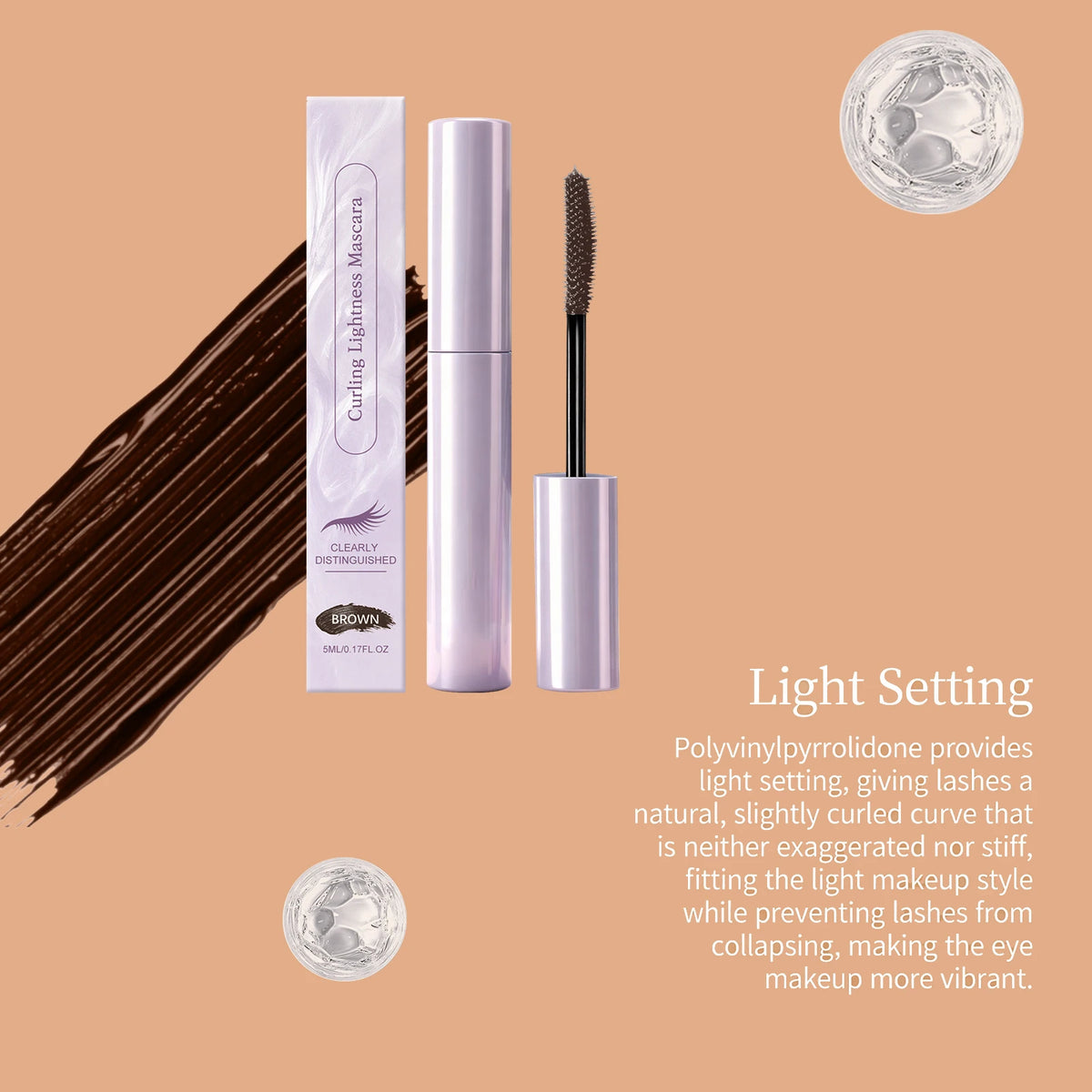 Curling Mascara Cream 3D Stereo Waterproof and Sweatproof Smudge Lengthening Mascara Quick-Drying Black Brown Mascara Eye Makeup