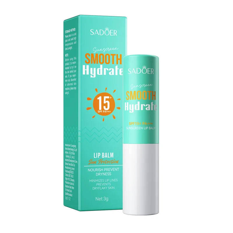 SADOER Spf 15+ Lip Sunscreen Solar Blocker Lip Balm Moisturizing Fade Lip Lines Nourishing Hydrating Lipstick For Lips Skin Care