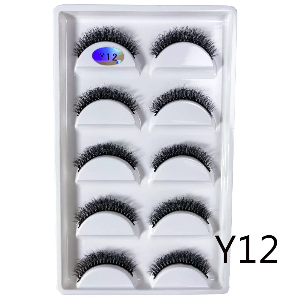 NEW 5 Pairs 3D Y08 Natural Mink False Eyelashes Fluffy Style Makeup Eyelash Fake Eye Lashes Faux Cilios Make Up Beauty Tools