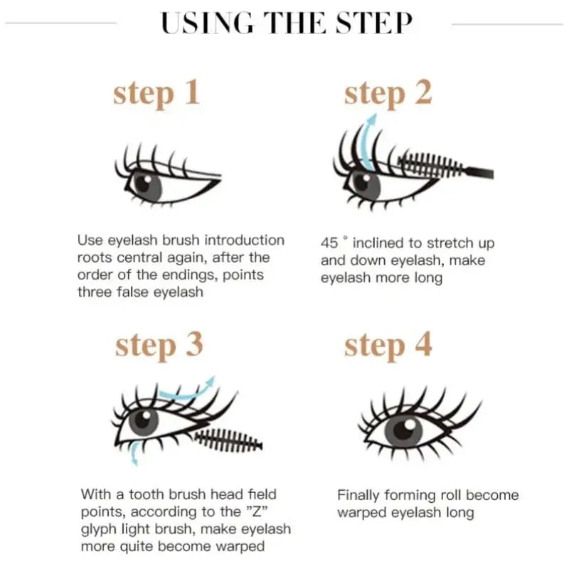 Volumizing Mascara Waterproof Curling Lengthening Anti Smudge Fast Dry Formula 4D Rocket Lashes Natural Look