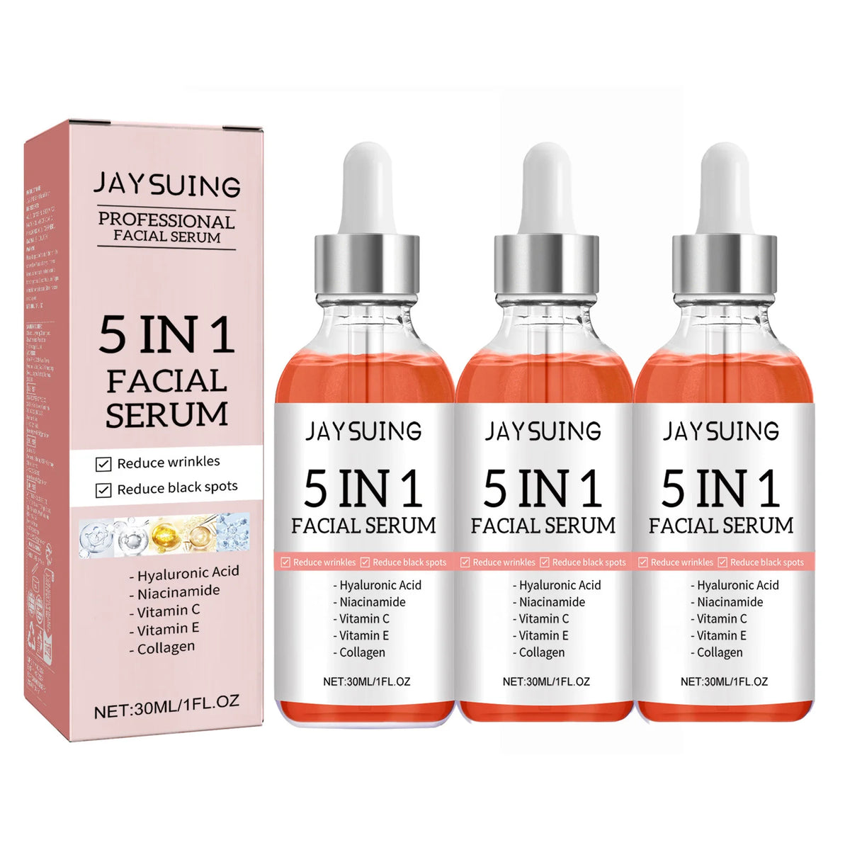1/2/3/5 Box 5 In 1 Facial Serum Hyaluronic Acid Essence Moisturizing Rejuvenation Vitamin C Niacinamide Brightening Skin Care