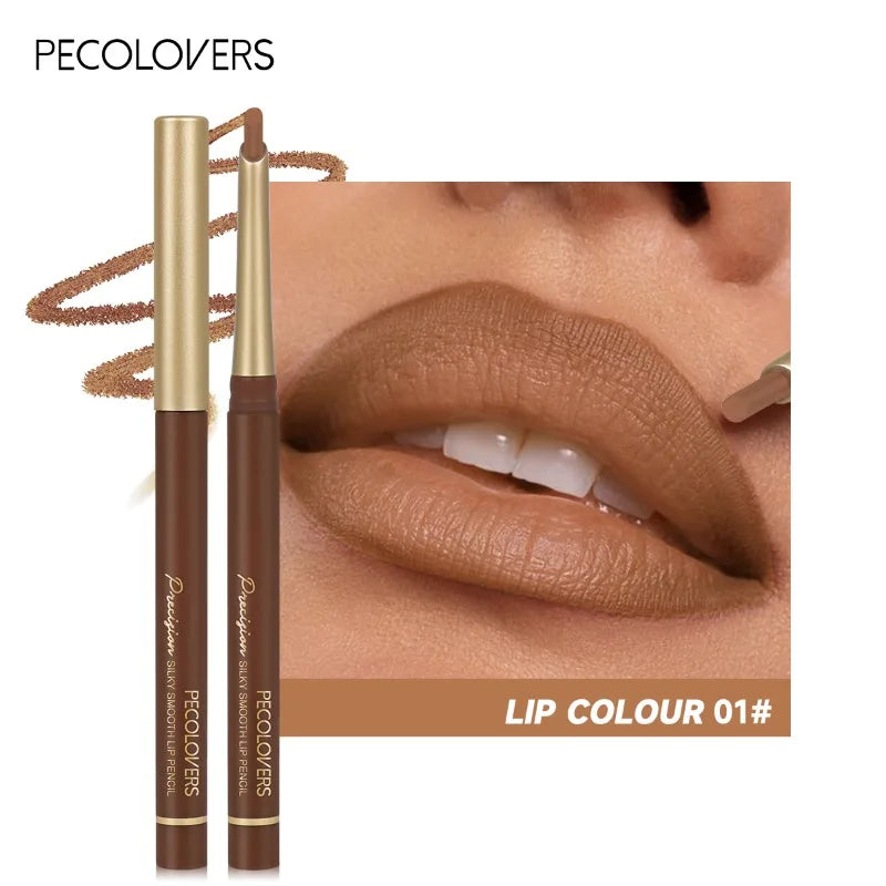 Inclined Tube Brown Tube Lip Liner, Multi-color Lipstick Pen, Depicting Lip Contours, Charming Lips, Lip Cosmetics
