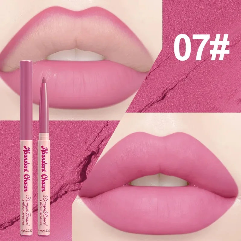 12 Colors Matte Lip Liner Pen Long Lasting Waterproof Non-Sticky Lipliner Velvet Lip Contour Stick Outline Smooth Natural Makeup