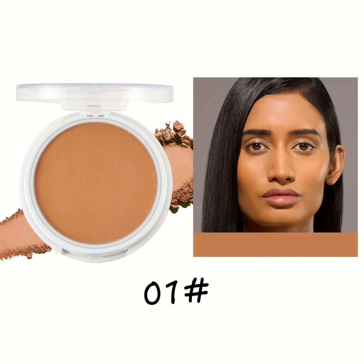Wheat Bronzing Powder for Dark Skin, Matte Finish, Sweatproof & Oil Dark Foundation Concealer, Powder Puff And Mirror