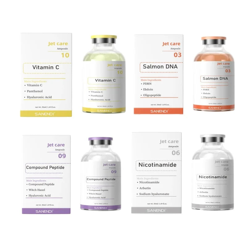 Facial Stem Cells Serum Salmon+VC+Peptide +Nicotinamide Oxygen Spray Dermapen 4 Different Booster Ampule Kit  Jet Care Peeling