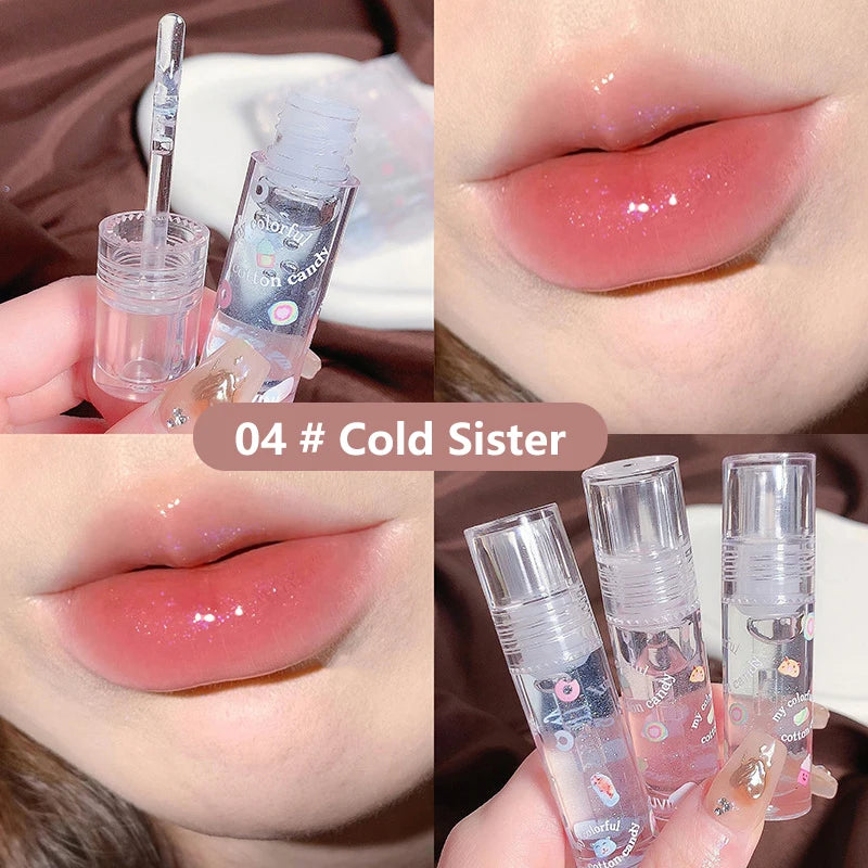 New 1/3Pcs Transparent Glitter Lip Gloss Set Clear Water Light Lip Glaze Moisturizer Changing Lip Oil Jelly Mirror Lipsticks