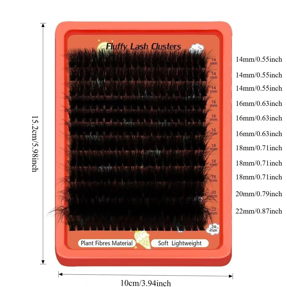 80D-100D Fluffy Cluster Lashes 8D D Curl 0.07mm 14-22mm Mixed Tray DIY Soft Reusable Lash Extensions For Home Beginners
