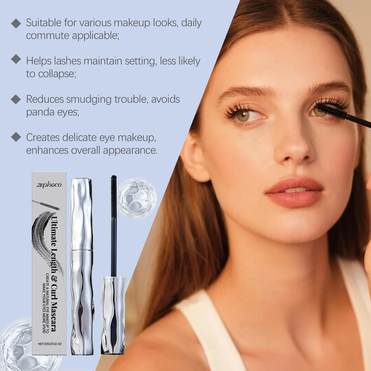 Steel Tube Mascara-Special Spiral Brush,Waterproof LongLasting Silk Fiber Mascara,Keep Each Eyelash Curled For ALong Time Makeup