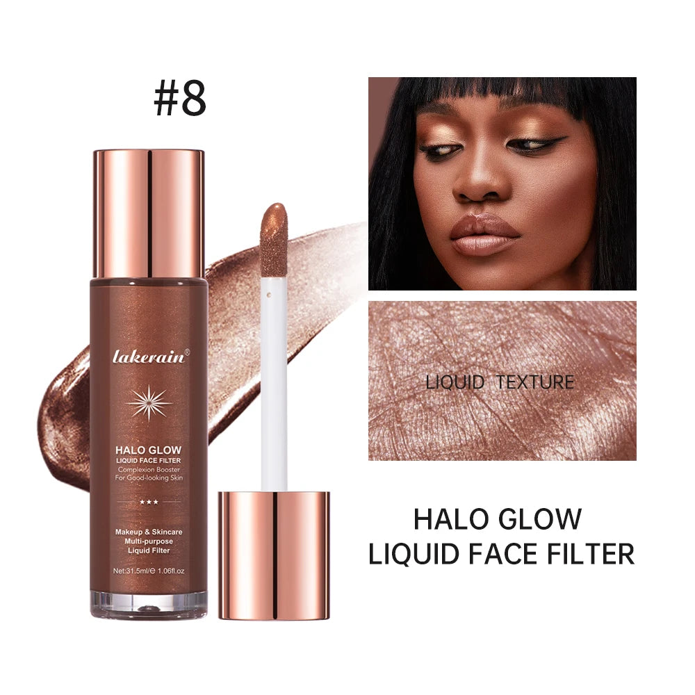 Halo Glow Liquid Filter Liquid Highlighter Face Contouring Pearlescent Makeup Brightener Bronzer Glow Body Face Contour Shimmer