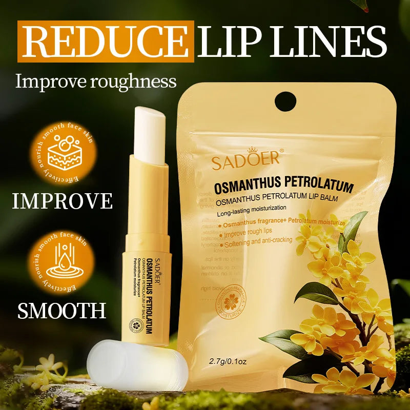 5pcs Osmanthus Vaseline Lip Balm Healing Lasting Moisturizing All-natural Lip Mask For Dry Lips Lip Repair Hydration Makeup