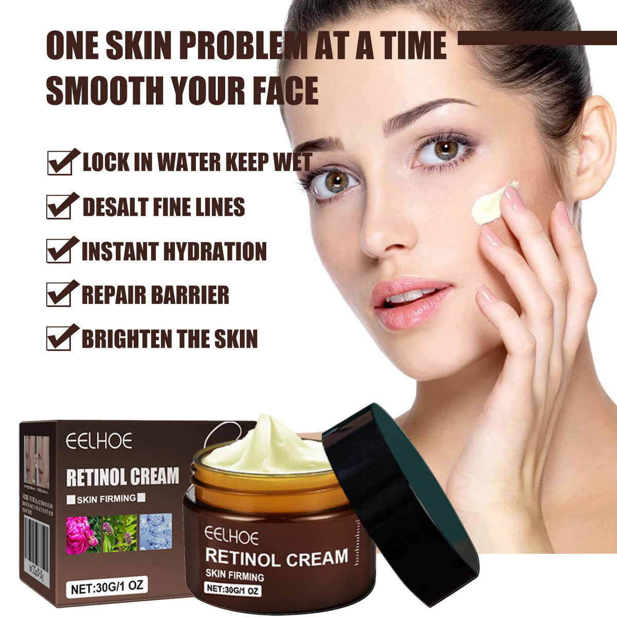 Double Retinol Facial Cream Anti-aging Fade Fine Line Wrinkle Firming Lifting Repair Skin Barrier Brightening Moisturizing Cream