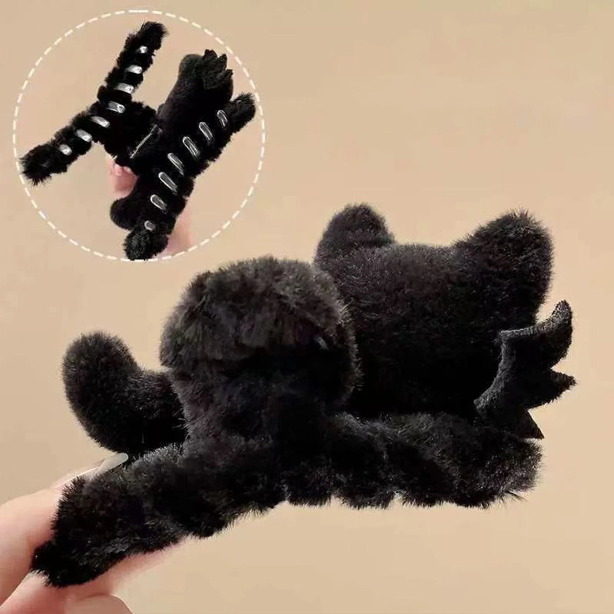 1pc New Cute Cat Hair Claw Autumn and Winter Cartoon Versatile Large Plush Hair Clip Shark Clip for the Back of the Head