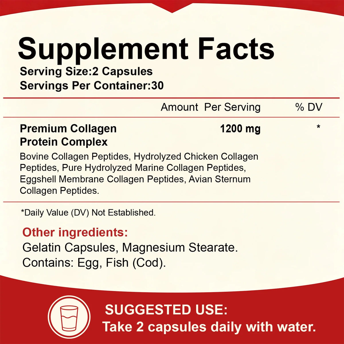 Multi Collagen Peptides Capsules Type I II III V X Supports Healthy Skin Nail And Hair Condition Daily Body Wellness Supplement