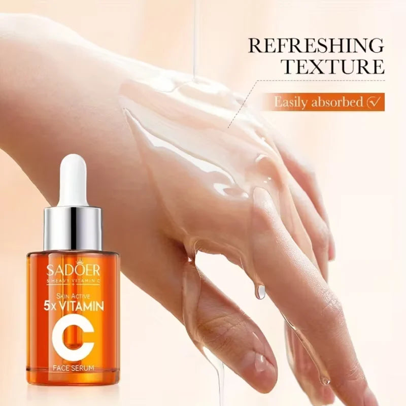 2Pcs 5x Vitamin C Face Serum Per Bottle 30ml, Gentle Texture, Hydrates And Moisturizes The Skin