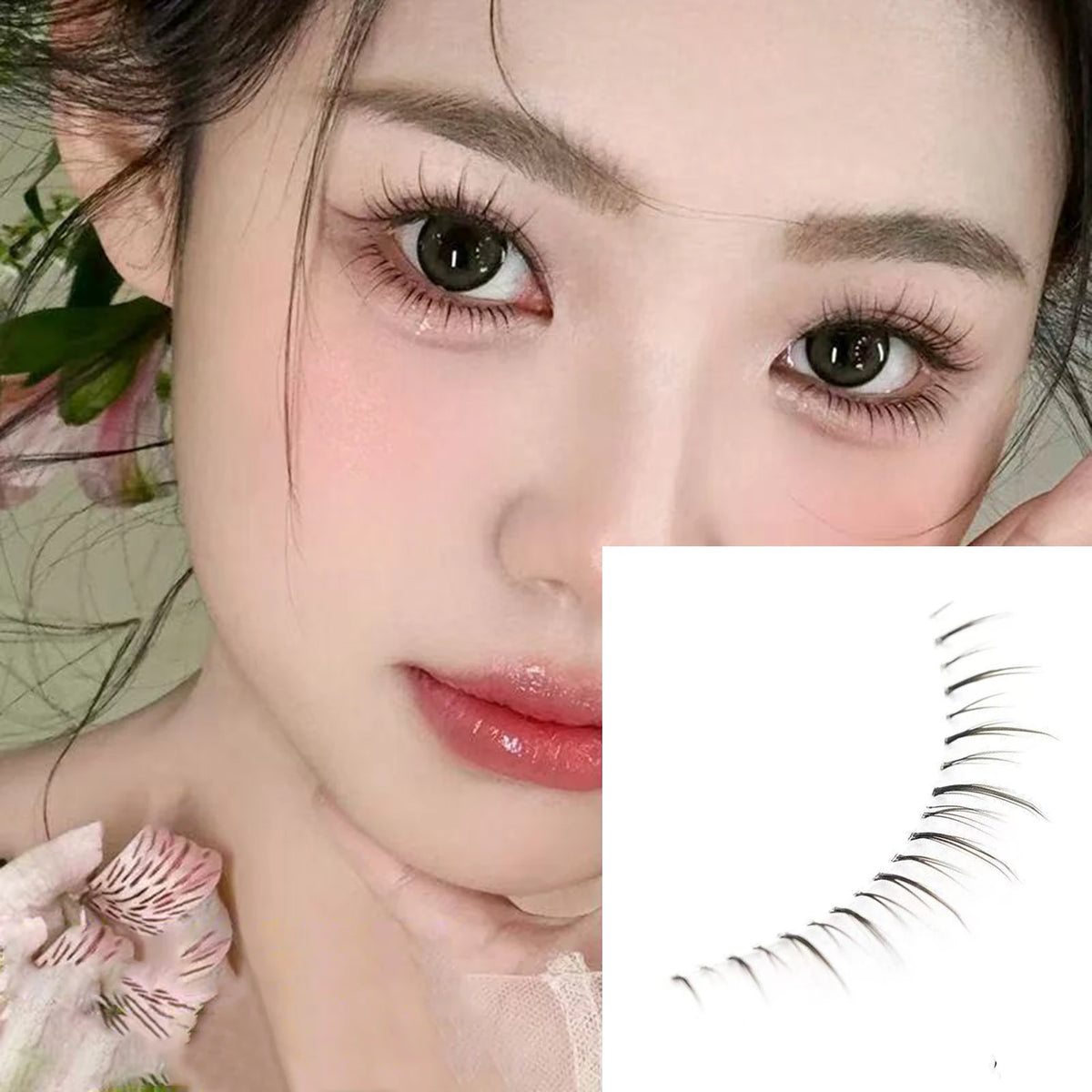 5 Pairs Korean Style Comic Lower False Eyelashes Full Strip Natural Looking Lower Eyelash Extension With Glue For Daily Makeup