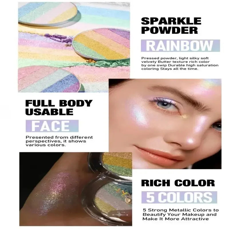 Long Lasting Pressed Powder Eyeshadow Palette Waterproof Highly Pigmented Rainbow Highlighter Chameleon Glitter Beauty