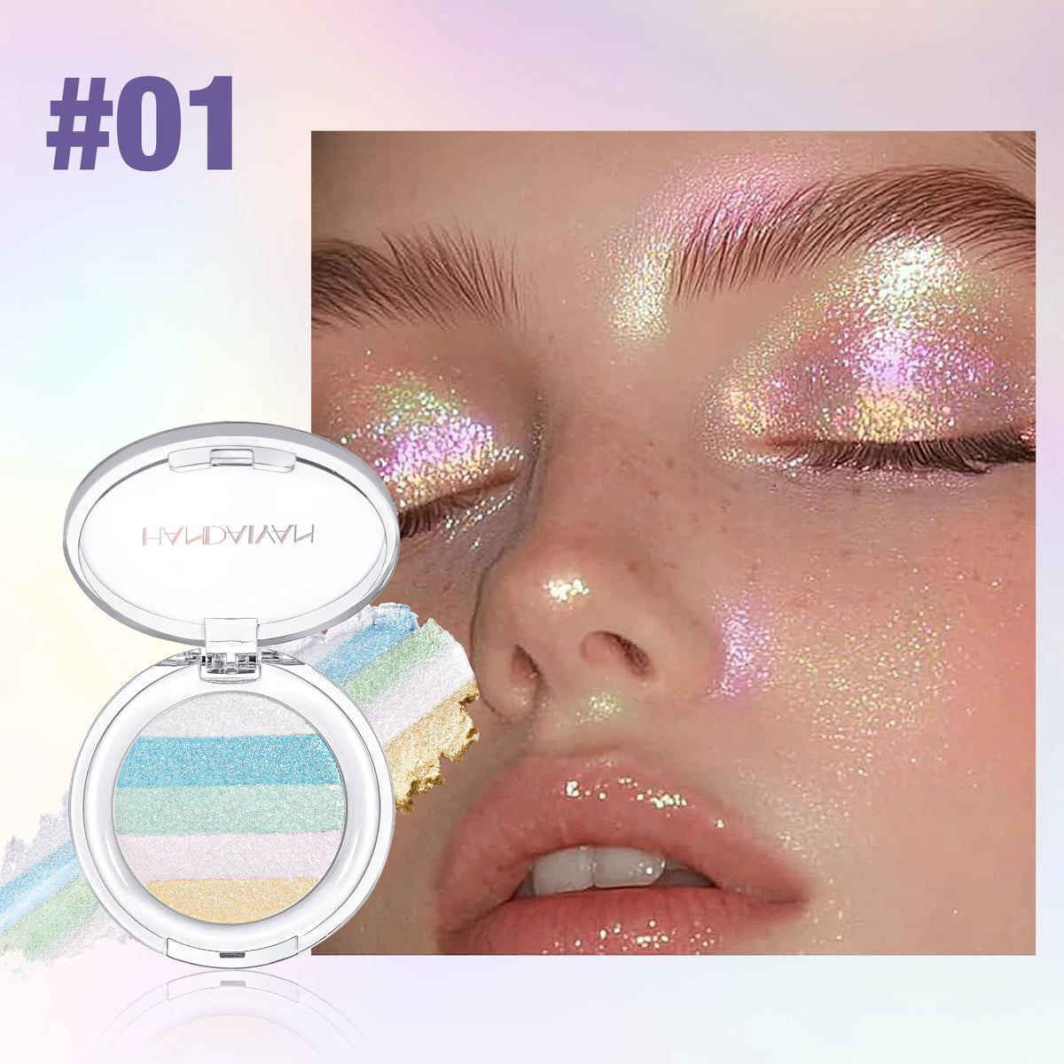 Long Lasting Pressed Powder Eyeshadow Palette Waterproof Highly Pigmented Rainbow Highlighter Chameleon Glitter Beauty