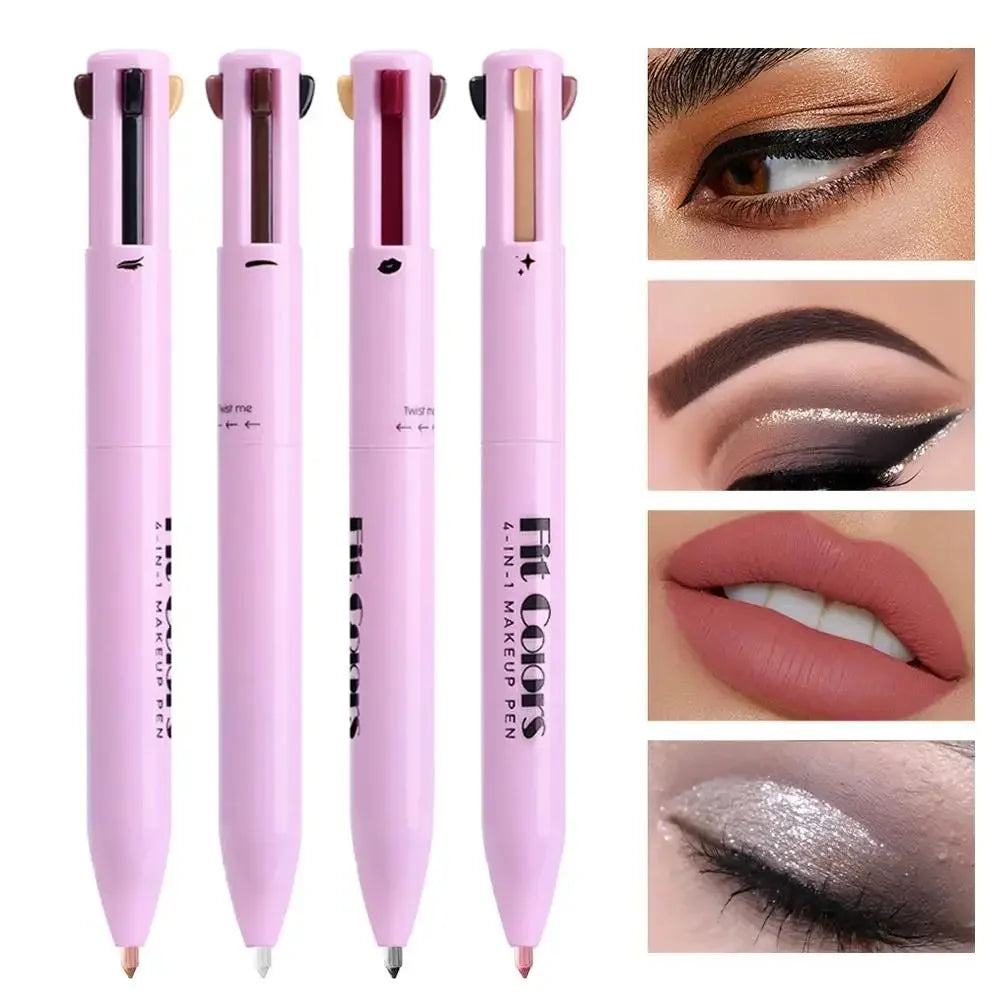 Long Wearing 4 In 1 Cosmetic Pencil Eyeliner Eyeshadow Eyebrow Highlighter Lip Liner Creamy Pigmented Easy Blend Beauty Tool