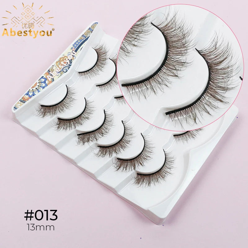 Abestyou 5d 6/7pairs Luxury Brand D Curl Fluffy Brown Colorful Mink Ruassia Volume Messy Lashes Blonde Bronze Dramatic Eyelashes