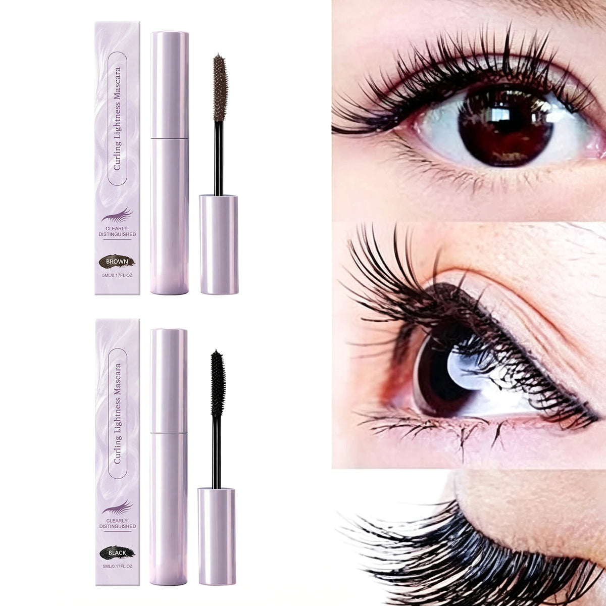 Curling Mascara Cream 3D Stereo Waterproof and Sweatproof Smudge Lengthening Mascara Quick-Drying Black Brown Mascara Eye Makeup