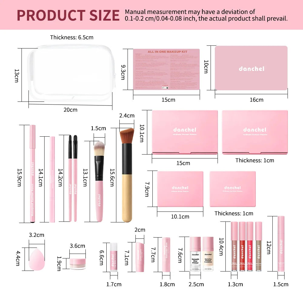 All In One Makeup Set for Full Face Base Concealer Contour Highlight Blush Palette Eyebrow Pencil Eye Shadow Lip Makeup Kit