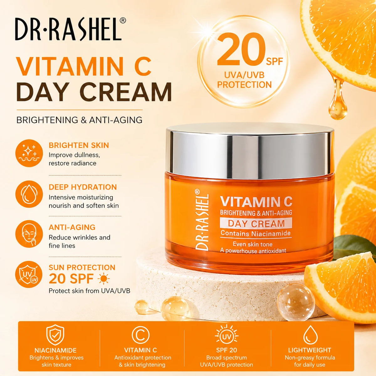 DR.RASHEL Whitening And Brightening Moisturizing Day Cream 50G SP20